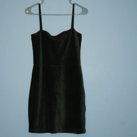 Forever 21 Hunter Green Mini Stretch Corduroy Dress Spaghetti Straps Large - Picture 1 of 13